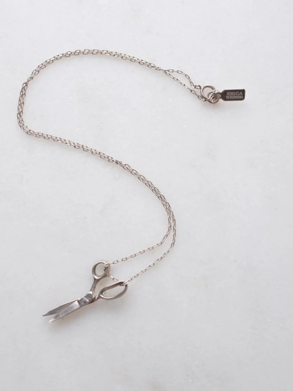 ERICA WEINER VINTAGE STERLING SILVER SCISSORS PENDANT NECKLACE EXCELLENT
